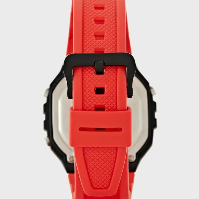 Montre CASIO Homme - W-218H-4BVDF - Bracelet Rouge En Résine - Boitier En Résine - Résistante à l'eau - 12 Mois De Garantie