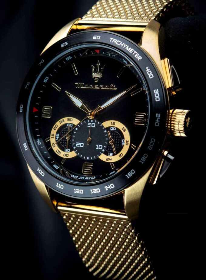 aiwatch_R8873612010 - Montre Homme Maserati TRAGUARDO R8873612010 - Montre Chronographe Acier Doré - Résistance à l'eau 10 ATM