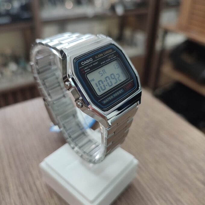 aiwatch_A158WA-1DF - Montre Casio Vintage Unisexe - A158WA-1DF Bracelet Gris En Acier Inoxydable -Résistante à l'eau - 12 Mois De Garantie