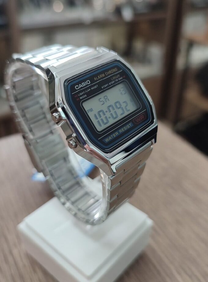 aiwatch_A158WA-1DF - Montre Casio Vintage Unisexe - A158WA-1DF Bracelet Gris En Acier Inoxydable -Résistante à l'eau - 12 Mois De Garantie