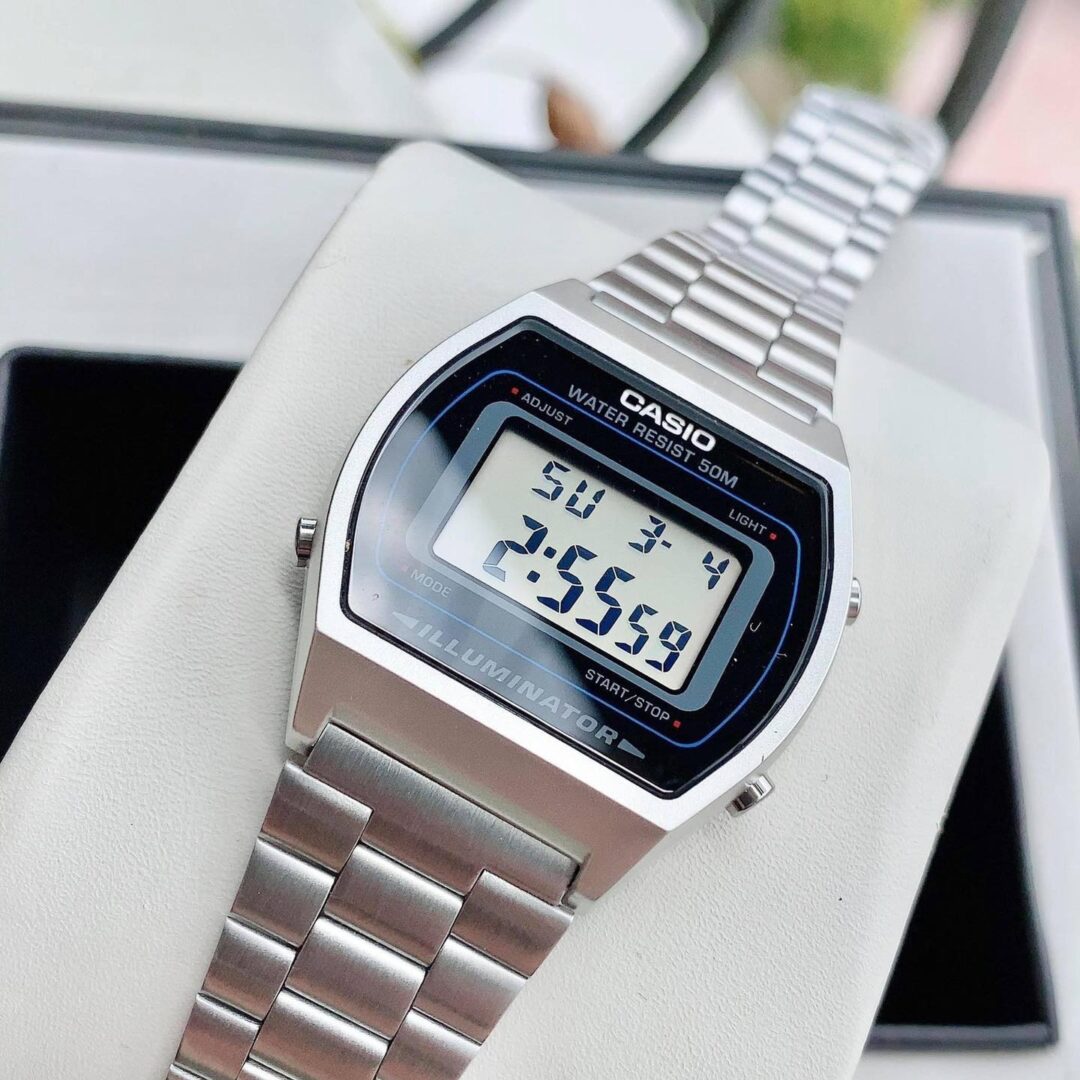 aiwatch_B640WD-1AVDF - Montre Casio Vintage Jeunesse - B640WD-1AVDF - Bracelet Gris En Acier Inoxydable - Résistante à l'eau - 12 Mois De Garantie