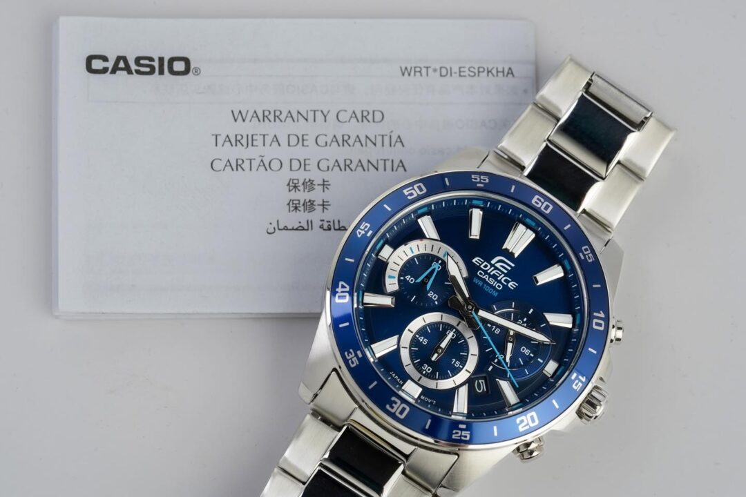 aiwatch_EFV-570D-2AVUDF - Montre CASIO Homme - Bracelet Gris En Acier Inoxydable - Résistante à l'eau - 12 Mois De Garantie - EFV-570D-2AVUDF