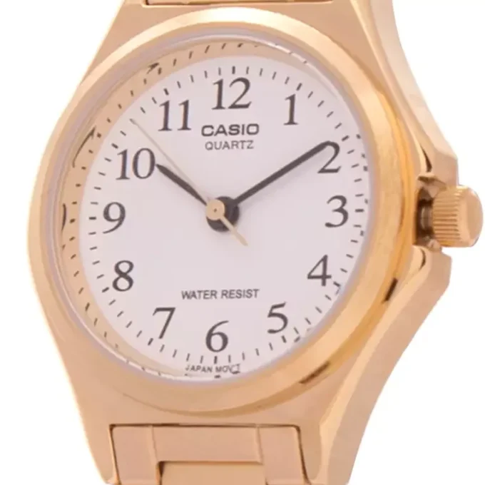Montre CASIO Femme - Bracelet DoRée En Acier Inoxydable - Cadran Blanc - 12 Mois De Garantie - LTP-1130N-7BRDF