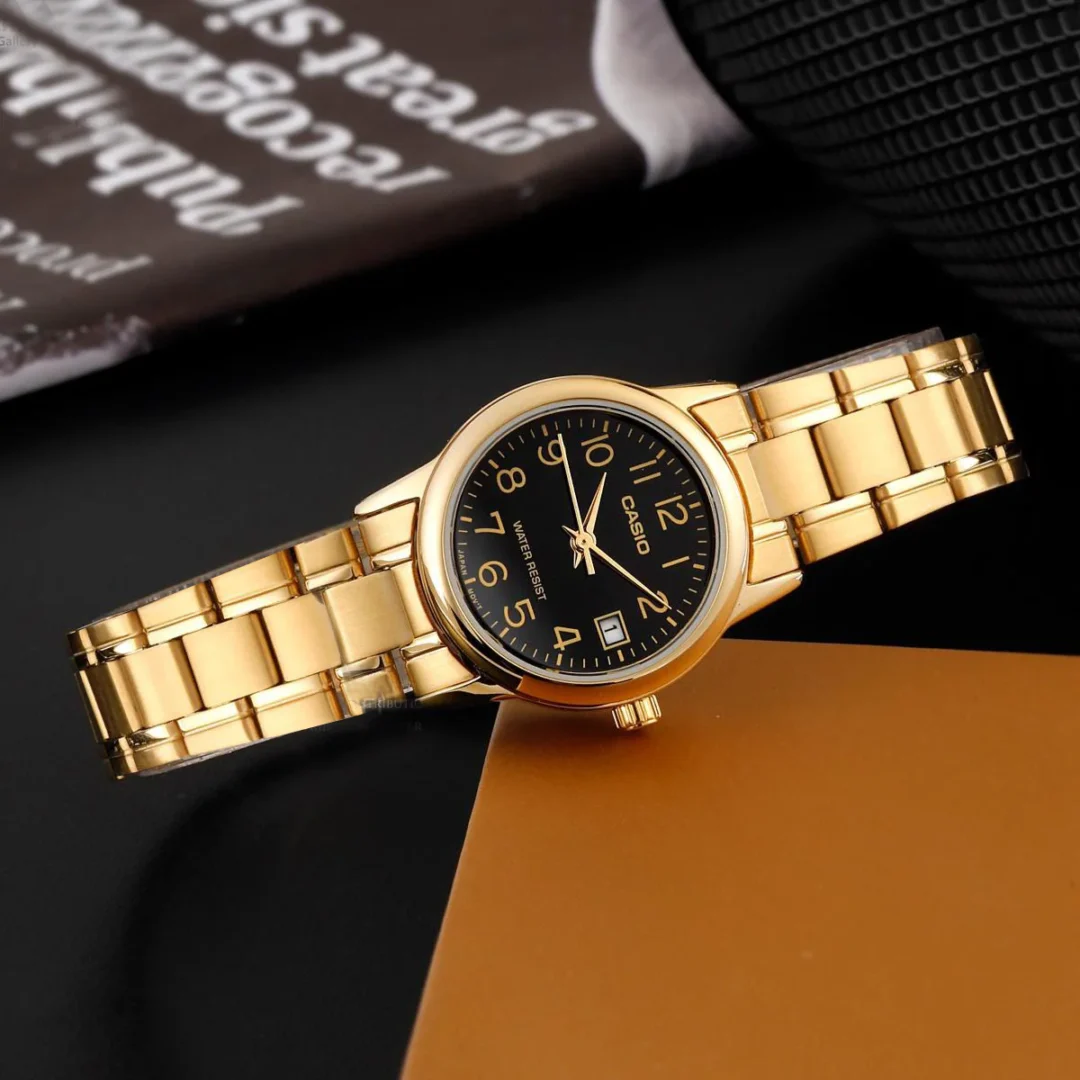 aiwatch_LTP-V002G-1BUDF - Montre CASIO Femme - LTP-V002G-1BUDF - Bracelet Dorée En Acier Inoxydable - Résistante à l'eau - 12 Mois De Garantie