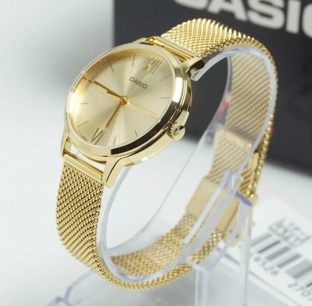 aiwatch_LTP-E157MG-9ADF - Montre CASIO Femme - Bracelet DoRée En Acier Inoxydable -Résistante à l'eau - 12 Mois De Garantie - LTP-E157MG-9ADF