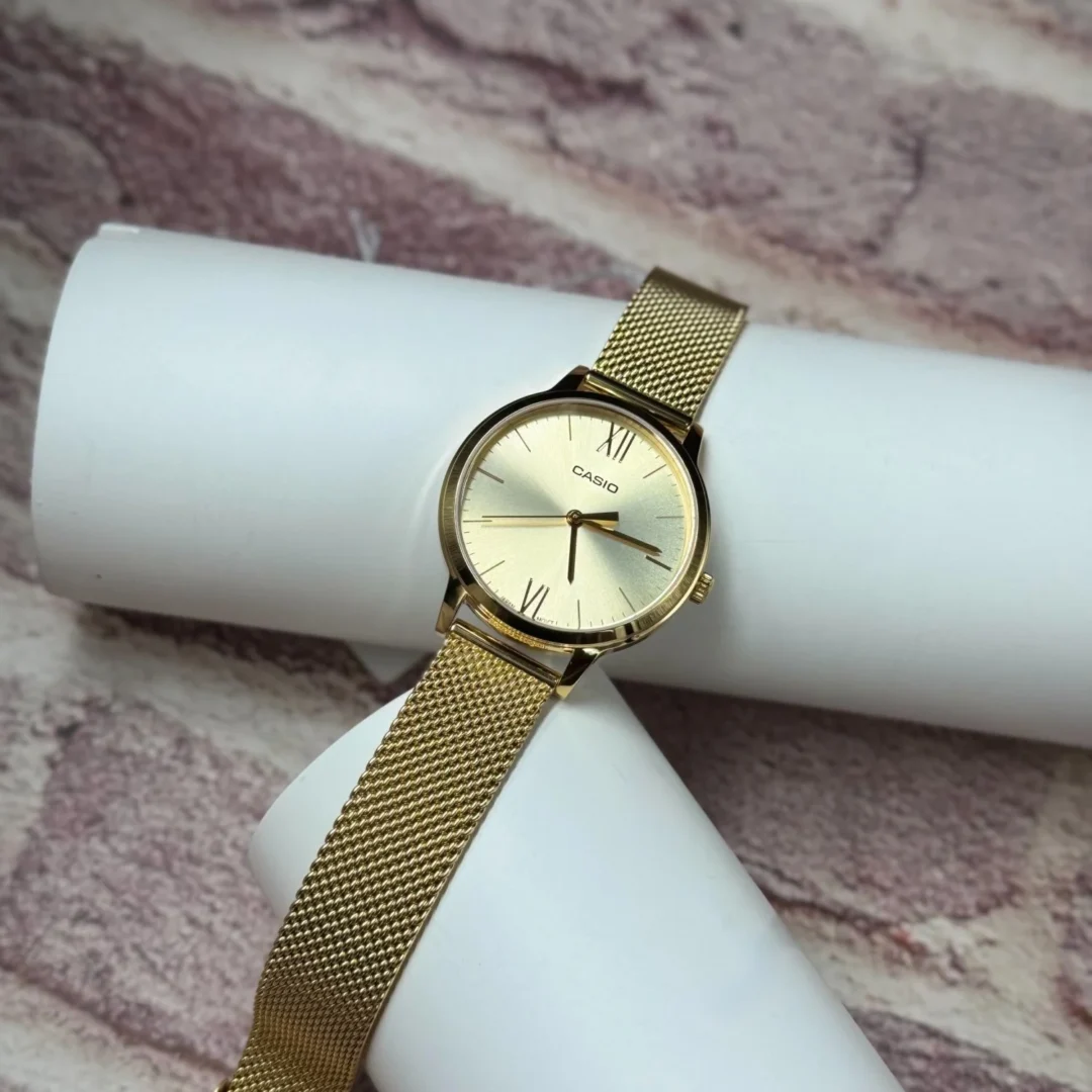 aiwatch_LTP-E157MG-9ADF - Montre CASIO Femme - Bracelet DoRée En Acier Inoxydable -Résistante à l'eau - 12 Mois De Garantie - LTP-E157MG-9ADF