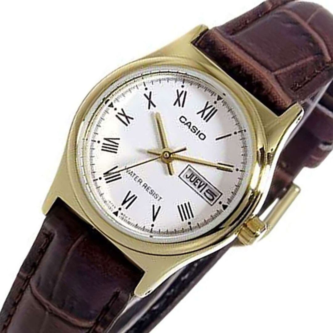 aiwatch_LTP-V006GL-7BUDF - Montre Femme Casio - LTP-V006GL-7BUDF - Bracelet en cuir marron - Résistant à l'eau