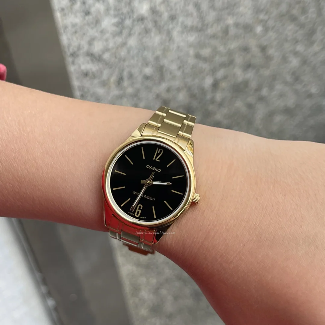 aiwatch_LTP-V005G-1BUDF - Montre CASIO Femme - Bracelet DoRée En Acier Inoxydable - Résistante à l'eau - 12 Mois De Garantie - LTP-V005G-1BUDF