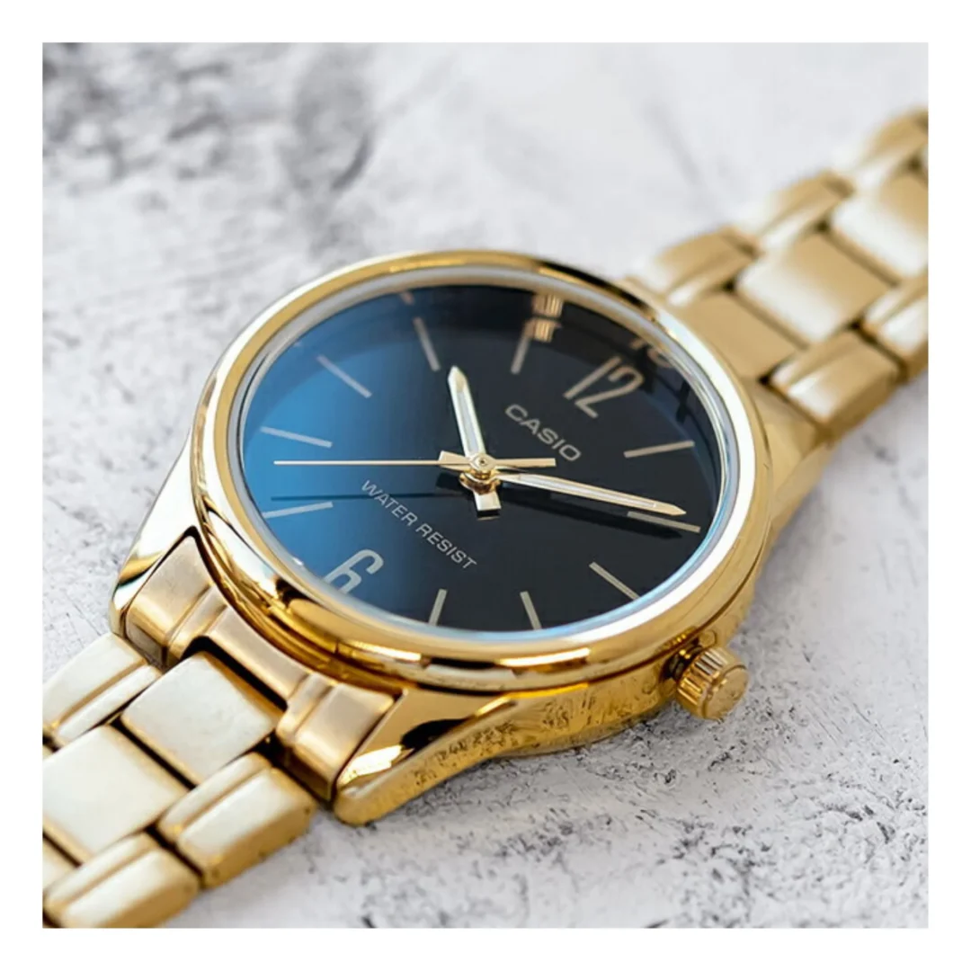 aiwatch_LTP-V005G-1BUDF - Montre CASIO Femme - Bracelet DoRée En Acier Inoxydable - Résistante à l'eau - 12 Mois De Garantie - LTP-V005G-1BUDF