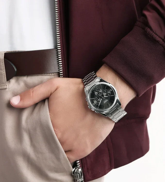 Montre CASIO Homme - Bracelet Gris En Acier Inoxydable - Résistante à l'eau - 12 Mois De Garantie - MTP-1375D-1AVDF