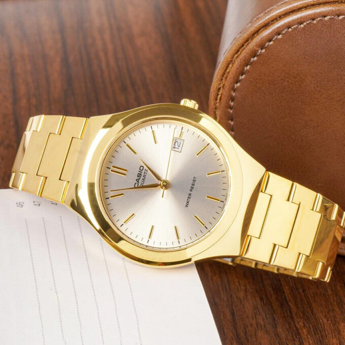 Montre CASIO Homme - Bracelet DoRée En Acier Inoxydable -Résistante à l'eau - 12 Mois De Garantie - MTP-1170N-9ARDF