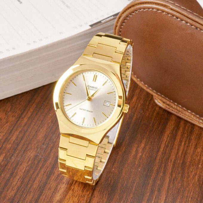 Montre CASIO Homme - Bracelet DoRée En Acier Inoxydable -Résistante à l'eau - 12 Mois De Garantie - MTP-1170N-9ARDF