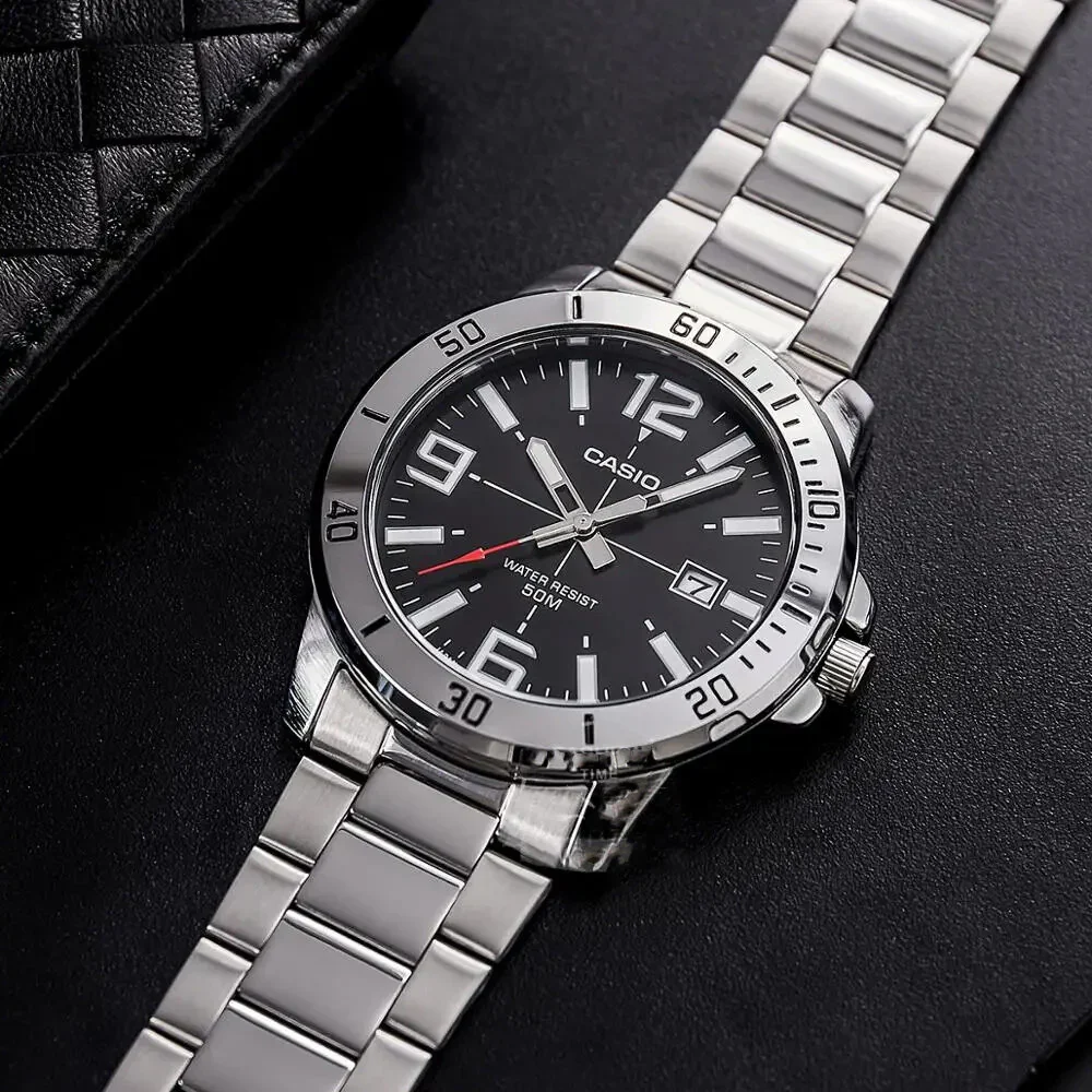 aiwatch_MTP-VD01D-1BVUDF - Montre CASIO Homme - Bracelet Gris En Acier Inoxydable - Résistante à l'eau - 12 Mois De Garantie - MTP-VD01D-1BVUDF