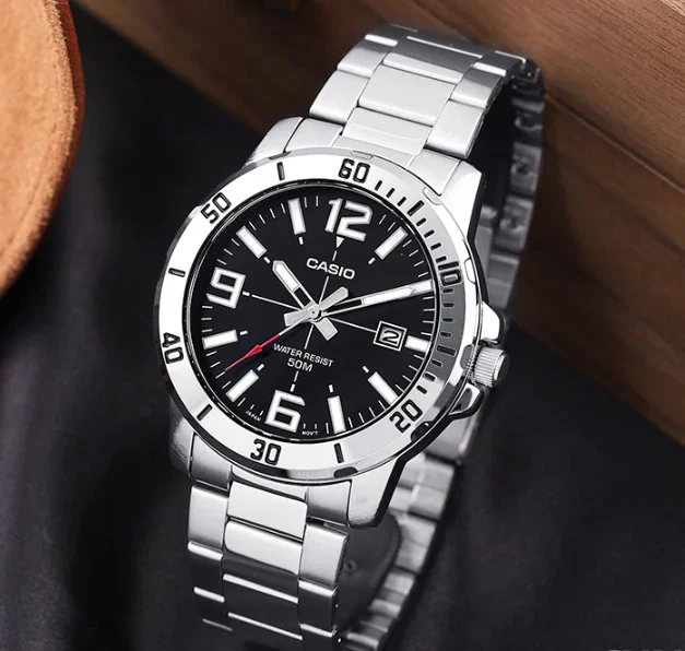 aiwatch_MTP-VD01D-1BVUDF - Montre CASIO Homme - Bracelet Gris En Acier Inoxydable - Résistante à l'eau - 12 Mois De Garantie - MTP-VD01D-1BVUDF