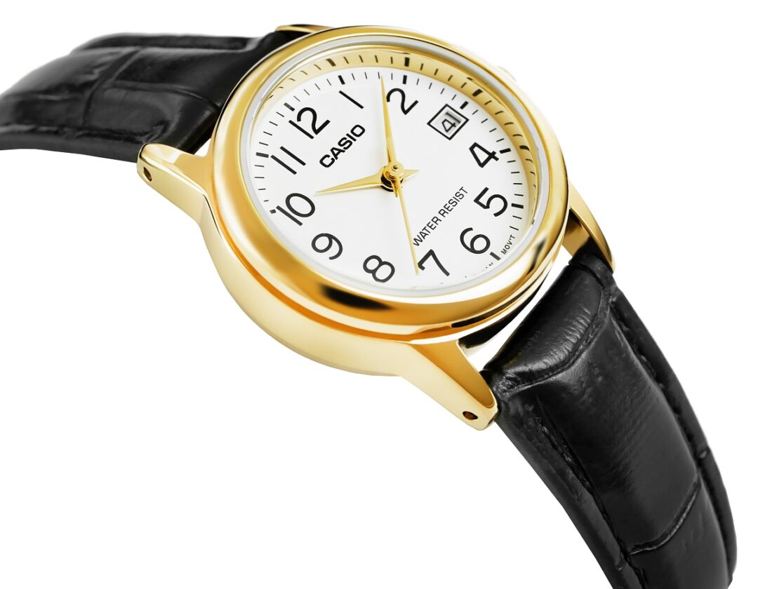 aiwatch_LTP-V002GL-7B2UDF - Montre CASIO Femme - Bracelet Noir En Cuir Véritable - Cadran Blanc - 12 Mois De Garantie - LTP-V002GL-7B2UDF