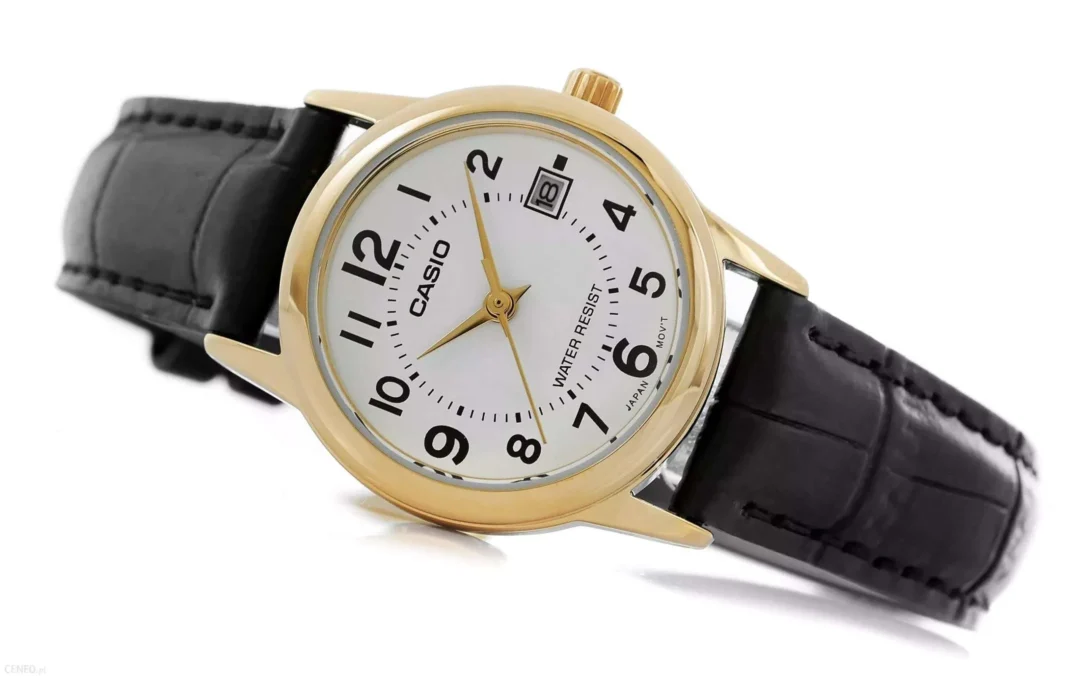 aiwatch_LTP-V002GL-7B2UDF - Montre CASIO Femme - Bracelet Noir En Cuir Véritable - Cadran Blanc - 12 Mois De Garantie - LTP-V002GL-7B2UDF