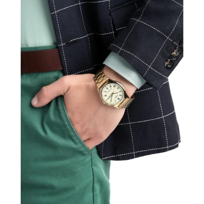 Montre CASIO Homme - Bracelet DoRée En Acier Inoxydable -Résistante à l'eau - 12 Mois De Garantie - MTP-V006G-9BUDF