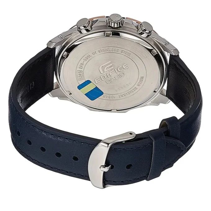 Bracelet-Montre Homme Casio Edifice - EFR-539L-7CVUDF - Bracelet Bleu En Cuir Véritable - Résistance à l'eau 10 ATM