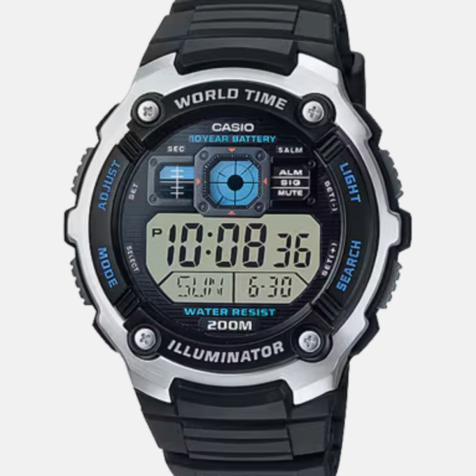 Montre CASIO Jeunesse - Bracelet Noir En Résine - Boitier En Resine - Résistante à l'eau - 12 Mois De Garantie - AE-2000W-1AVDF