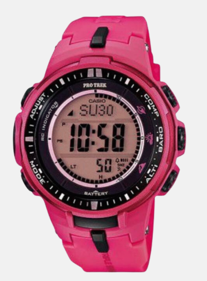 Montre CASIO Jeunesse - PRW-3000-4BDR - Bracelet Rose En Resine  Affichage analogique - Boitier En Résine - 12 Mois De Garantie