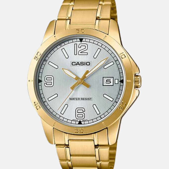 Montre CASIO Homme - MTP-V004G-7B2UDF - Bracelet Doré En Acier Inoxydable - Affichage analogique - Résistant à l'eau - 12 Mois De Garantie