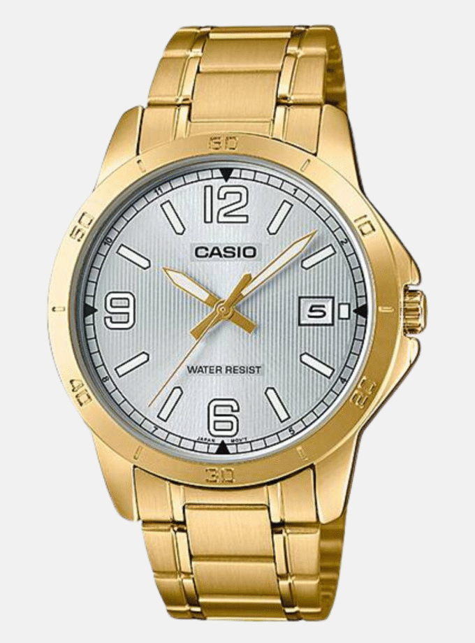Montre CASIO Homme - MTP-V004G-7B2UDF - Bracelet Doré En Acier Inoxydable - Affichage analogique - Résistant à l'eau - 12 Mois De Garantie
