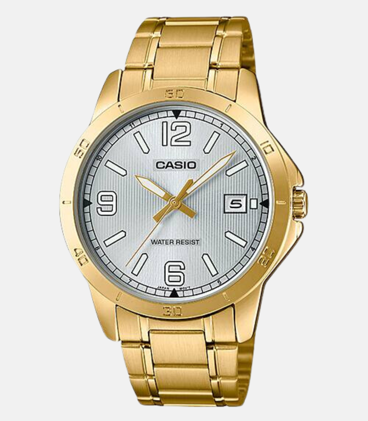 Montre CASIO Homme - MTP-V004G-7B2UDF - Bracelet Doré En Acier Inoxydable - Affichage analogique - Résistant à l'eau - 12 Mois De Garantie