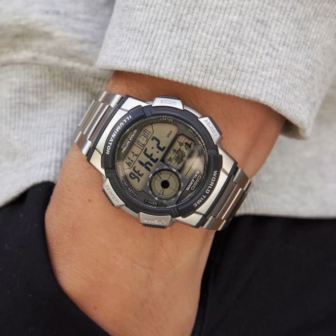 Montre Homme Casio - AE-1000WD-1AVDF - Bracelet en Acier Inoxydable - Affichage analogique - numérique - Résistant à l'eau