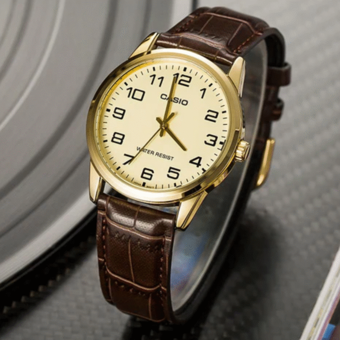 Montre Homme Casio - MTP-V001GL-9BUDF - Bracelet en Cuir Marron - Affichage analogique - Garantie 1 an