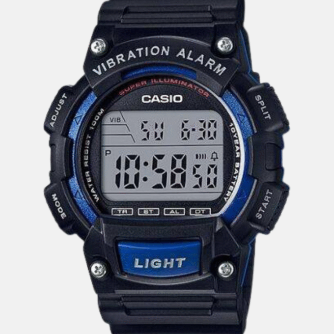 Montre CASIO Jeunesse - W-736H-2AVDF - Bracelet Noir En Résine - Boitier En Résine - Résistante à l'eau - 12 Mois De Garantie