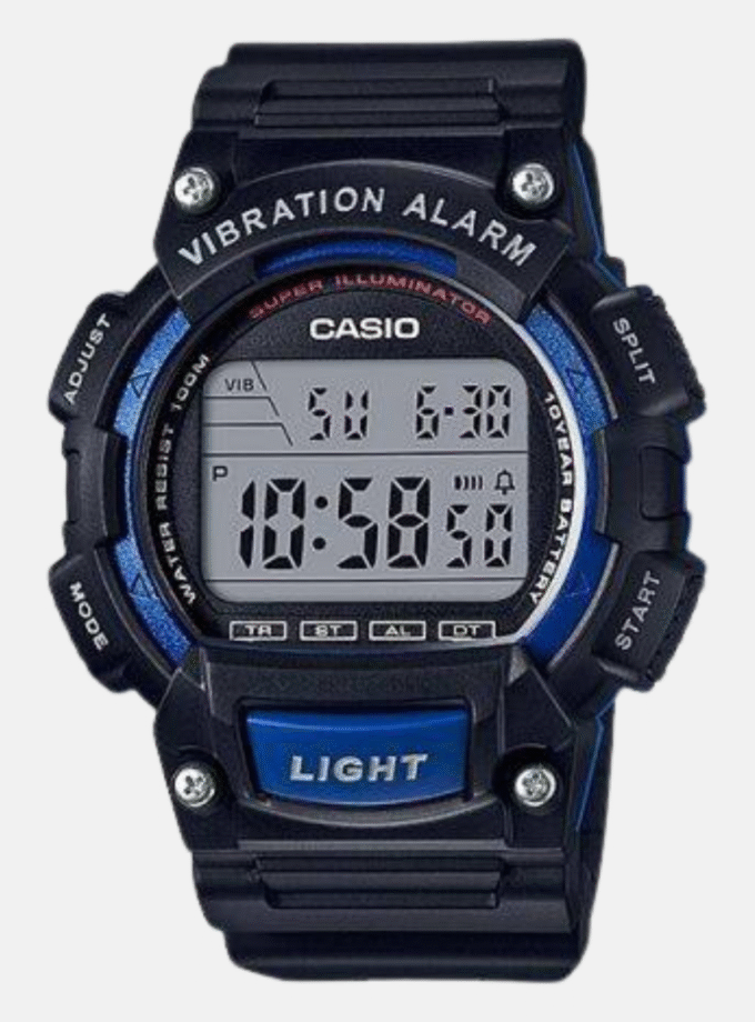 Montre CASIO Jeunesse - W-736H-2AVDF - Bracelet Noir En Résine - Boitier En Résine - Résistante à l'eau - 12 Mois De Garantie