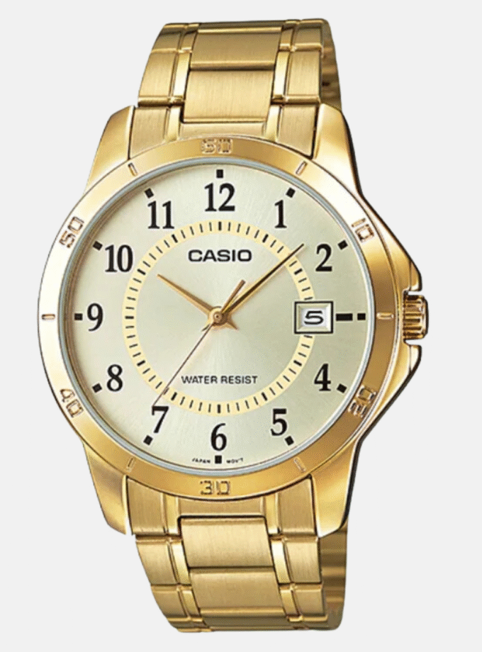 Montre Homme Casio - MTP-V004G-9BUDF - Bracelet en Acier Inoxydable doré - Affichage analogique - Résistant à l'eau