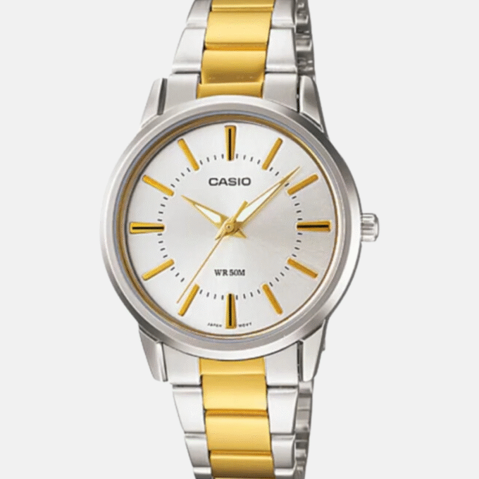 Montre CASIO Homme - MTP-1303SG-7AVDF - Bracelet Gris/Dorée En Acier Inoxydable - Cadran Blanc - 12 Mois De Garantie