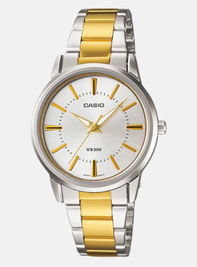 Montre CASIO Homme - MTP-1303SG-7AVDF - Bracelet Gris/Dorée En Acier Inoxydable - Cadran Blanc - 12 Mois De Garantie