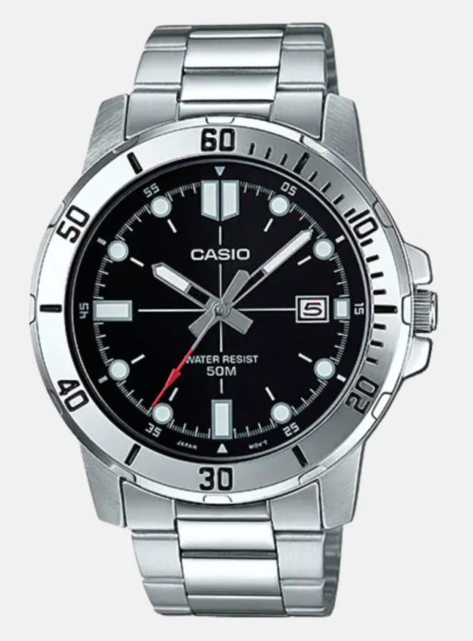 Montre CASIO Homme - MTP-VD01D-1EVUDF - Bracelet Gris En Acier Inoxydable - Résistante à l'eau - 12 Mois De Garantie