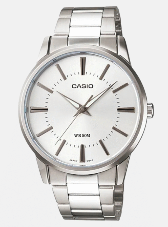 Montre CASIO Homme -  MTP-1303D-7AVDF - Bracelet Gris En Acier Inoxydable - Cadran Blanc - 12 Mois De Garantie