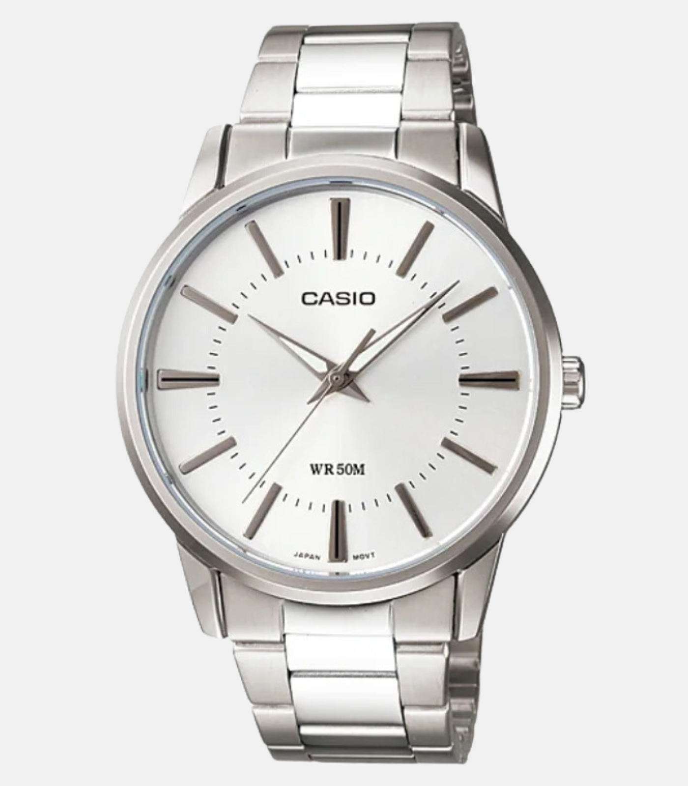 Montre CASIO Homme - MTP-1303D-7AVDF - Bracelet Gris En Acier Inoxydable - Cadran Blanc - 12 Mois De Garantie