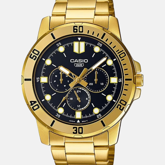 Montre CASIO Homme - MTP-VD300G-1EUDF - Bracelet Doré En Acier Inoxydable - Résistante à l'eau - 12 Mois De Garantie
