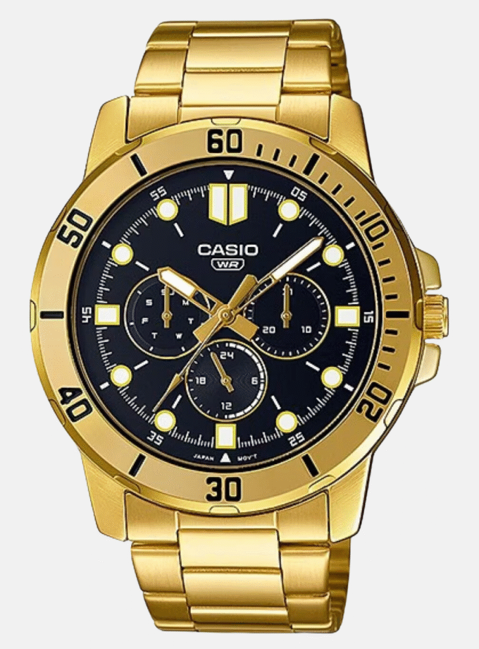 Montre CASIO Homme - MTP-VD300G-1EUDF - Bracelet Doré En Acier Inoxydable - Résistante à l'eau - 12 Mois De Garantie