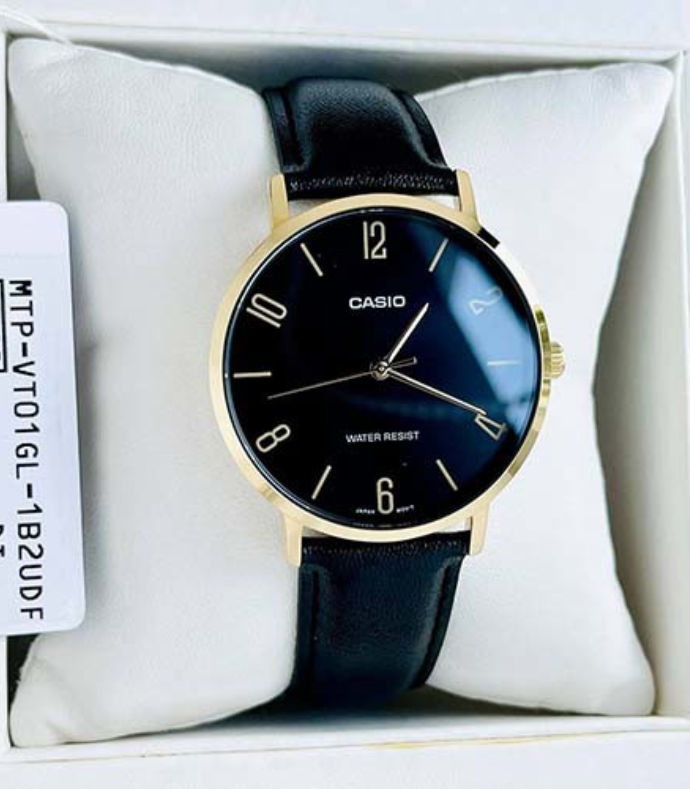 Montre CASIO Homme - MTP-VT01GL-1B2UDF - Bracelet Noir En Cuir Véritable - Résistante à l'eau - 12 Mois De Garantie – Image 3