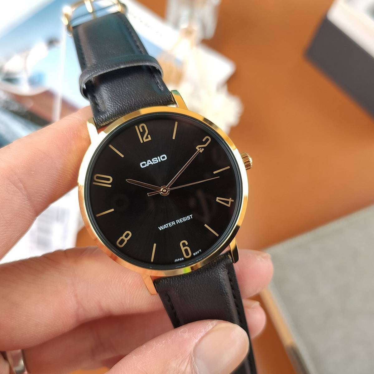 Montre CASIO Homme - MTP-VT01GL-1B2UDF - Bracelet Noir En Cuir Véritable - Résistante à l'eau - 12 Mois De Garantie – Image 2