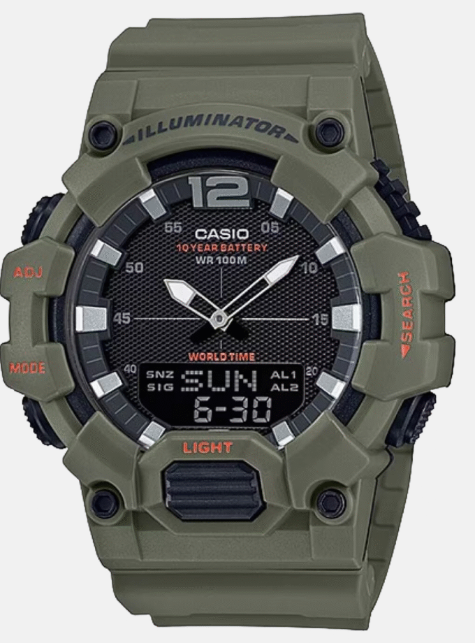 Montre CASIO Homme - HDC-700-3A2VDF - Bracelet Marron En Résine -  Résistante à l'eau - 12 Mois De Garantie