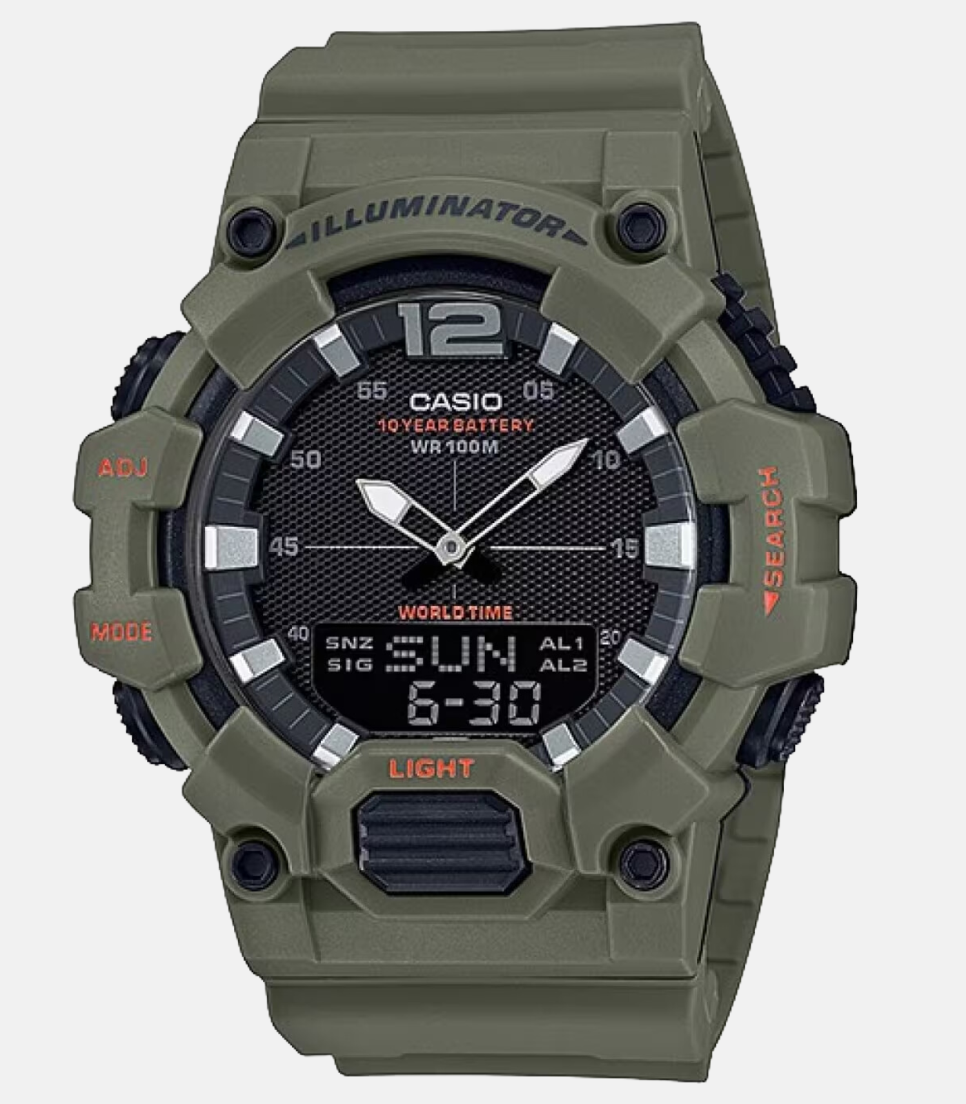 Montre CASIO Homme - HDC-700-3A2VDF - Bracelet Marron En Résine - Résistante à l'eau - 12 Mois De Garantie