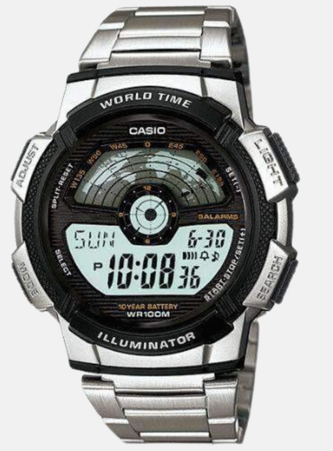 Montre Homme Casio - AE-1100WD-1AVDF - Bracelet en Acier Inoxydable -  Affichage Numérique - Résistant à l'eau