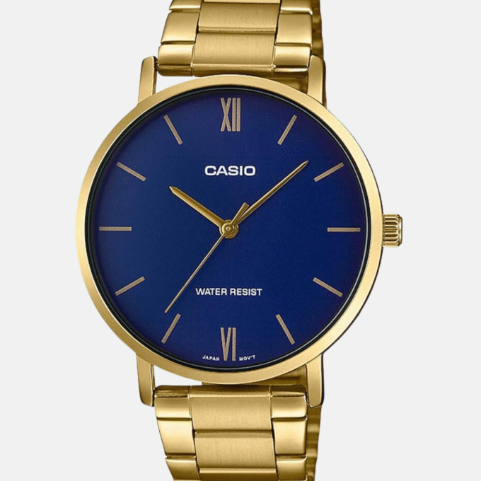 Montre CASIO Homme - MTP-VT01G-2BUDF - Bracelet Dorée En Acier Inoxydable - Résistante à l'eau - 12 Mois De Garantie