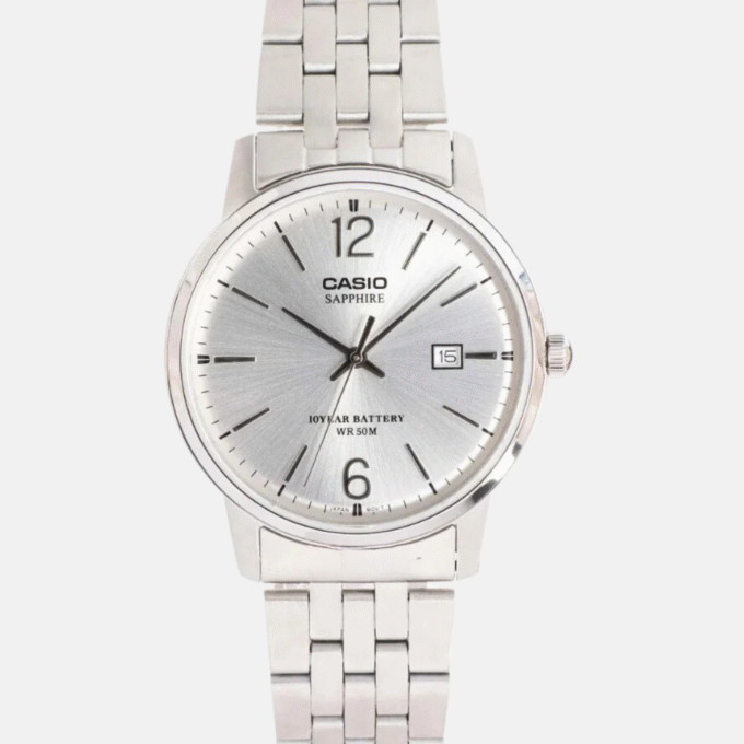 Montre Hommes Casio - MTS-110D-7AVDF- Bracelet en Acier Inoxydable - Dateur - Affichage analogique - Résistant à l'eau - Verre Saphir