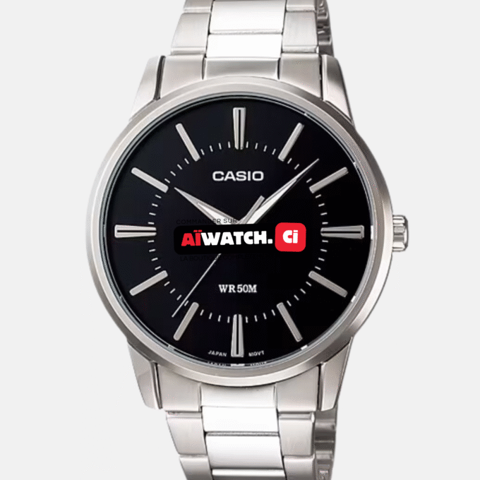 Montre CASIO Homme - MTP-1303D-1AVDF - Bracelet Gris En Acier Inoxydable - Résistante à l'eau - 12 Mois De Garantie