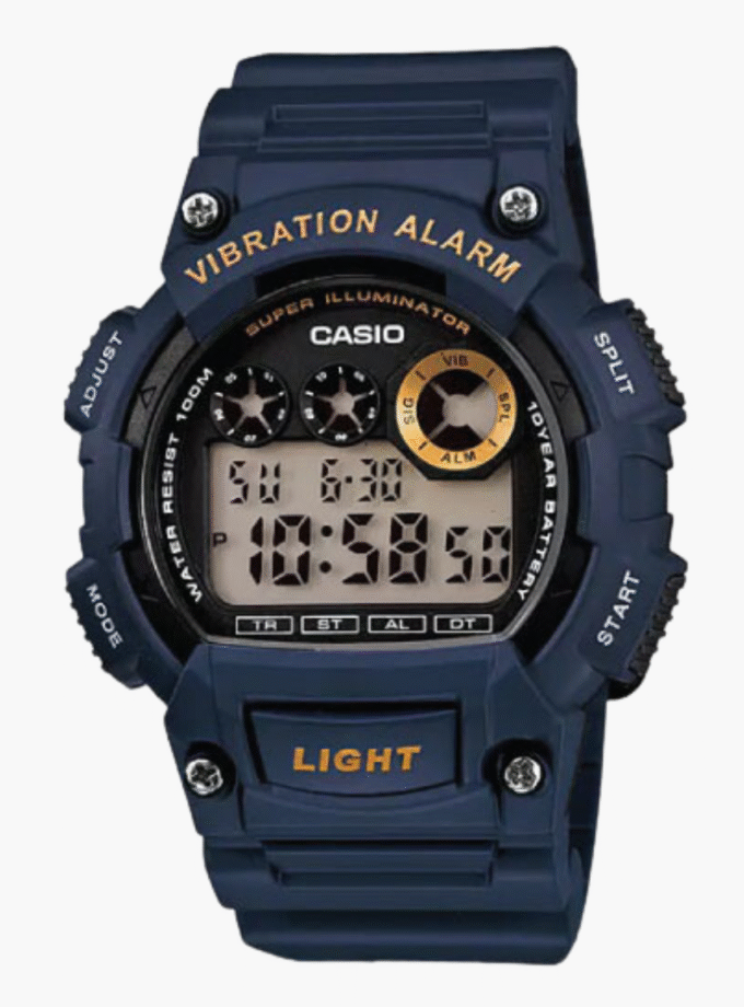 Montre CASIO Homme - W-735H-2AVDF - Bracelet Bleu En Résine - Boitier En Résine - Résistante à l'eau - 12 Mois De Garantie