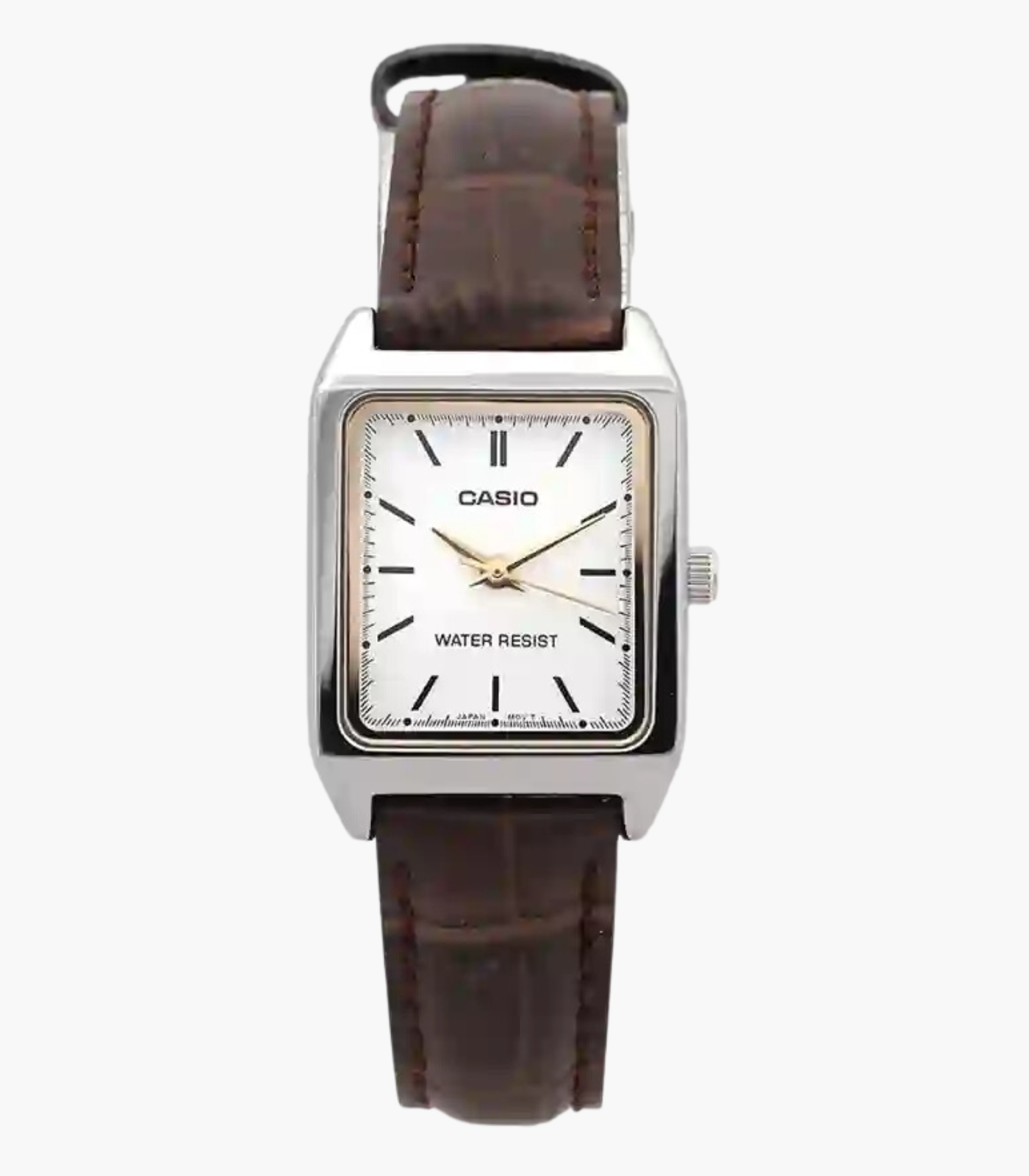 Montre CASIO Femme - LTP-V007L-7E2UDF - Bracelet Marron En Cuir Véritable - Cadran Blanc - 12 Mois De Garantie