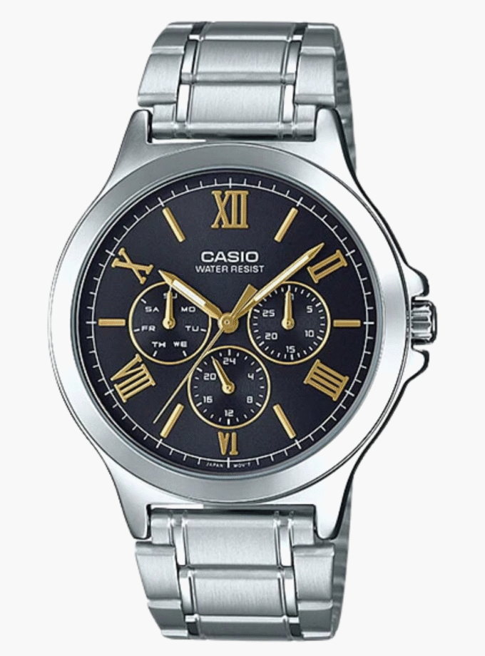 Montre CASIO Homme - MTP-V300D-1A2UDF - Bracelet Gris En Acier Inoxydable - Affichage analogique - Résistante à l'eau - 12 Mois De Garantie